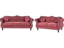 Beliani Samettinen Punainen Sohvasetti Skien Flash Sale