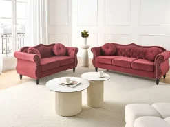 Beliani Samettinen Punainen Sohvasetti Skien Flash Sale