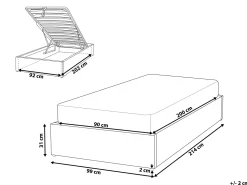 Beliani Sanky Kangas Säilytystila Tummanharmaa 90 X 200 Cm Dinan Hot