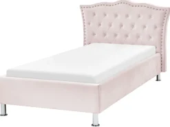 Beliani Sanky Sametti Pastellipinkki 90 X 200 Cm Metz New