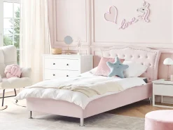 Beliani Sanky Sametti Pastellipinkki 90 X 200 Cm Metz New