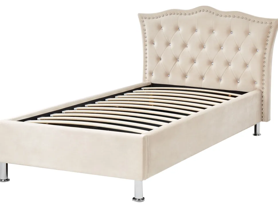 Beliani Sanky Sametti Säilytystila Beige 90 X 200 Cm Metz Outlet