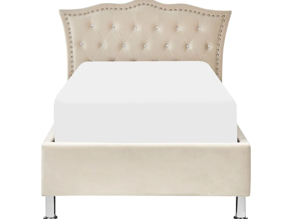 Beliani Sanky Sametti Säilytystila Beige 90 X 200 Cm Metz Outlet