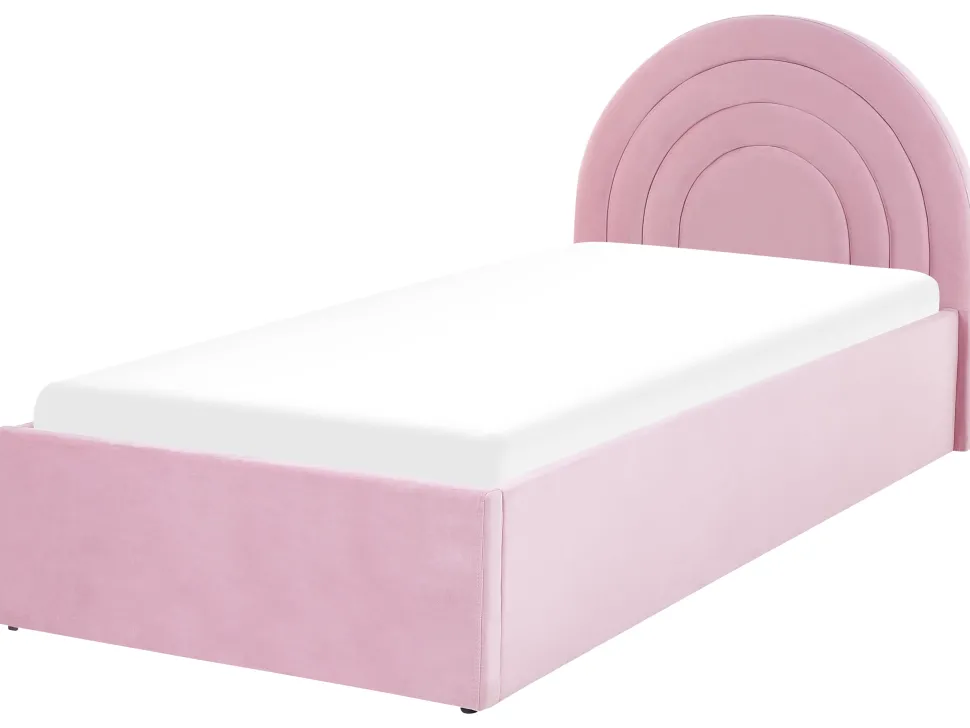 Beliani Sanky Sametti Säilytystila Vaaleanpunainen 90 X 200 Cm Anet Best