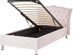 Beliani Sanky Sametti Säilytystila Pastellipinkki 90 X 200 Cm Metz Shop