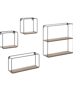 Beliani Seinahylly 5 Hyllya Metalli Musta/Vaalea Puu 4 Kpl Brito Cheap