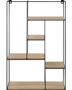 Beliani Seinahylly Metalli 5 Hyllya Musta/Vaalea Puu Laurel Hot