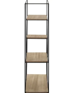 Beliani Seinahylly Metalli 5 Hyllya Musta/Vaalea Puu Laurel Hot