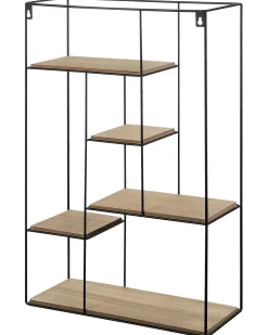 Beliani Seinahylly Metalli 5 Hyllya Musta/Vaalea Puu Laurel Hot