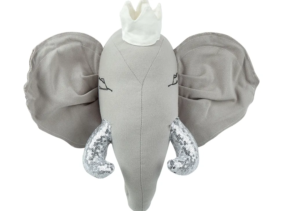 Beliani Seinakoriste Elefantti Puuvilla Harmaa 39 X 33 Cm Tantor Shop