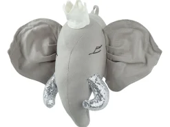 Beliani Seinakoriste Elefantti Puuvilla Harmaa 39 X 33 Cm Tantor Shop