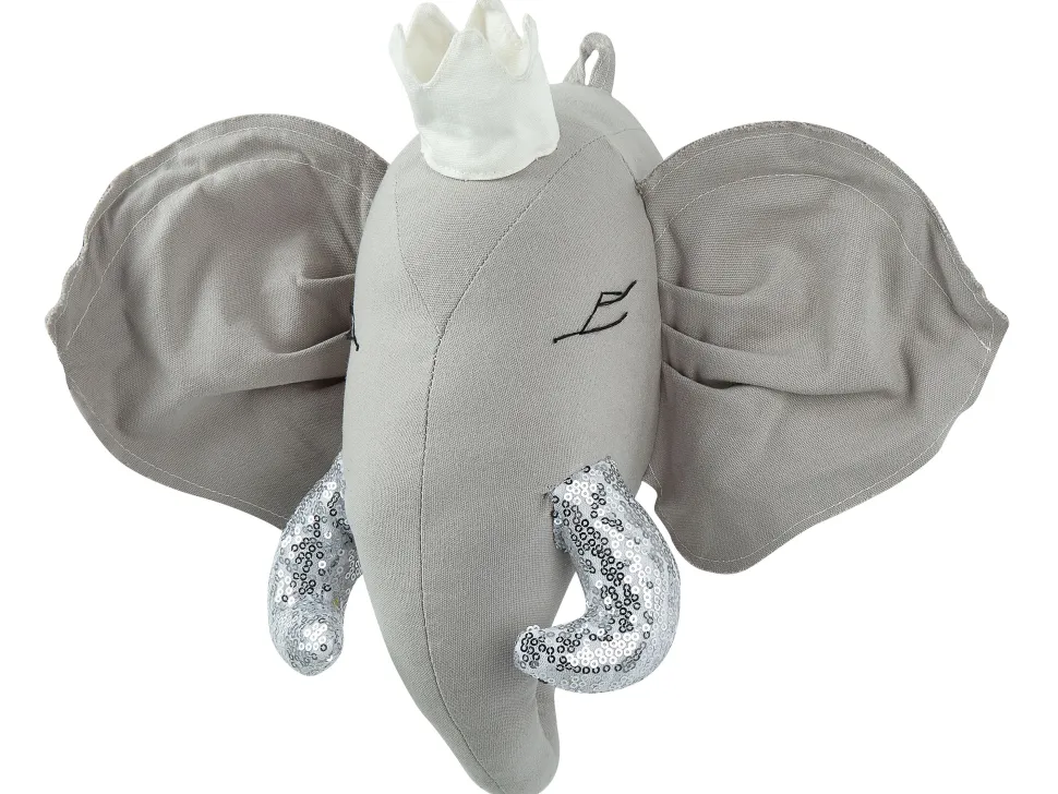 Beliani Seinakoriste Elefantti Puuvilla Harmaa 39 X 33 Cm Tantor Shop