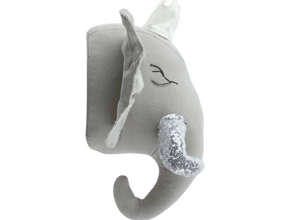 Beliani Seinakoriste Elefantti Puuvilla Harmaa 39 X 33 Cm Tantor Shop