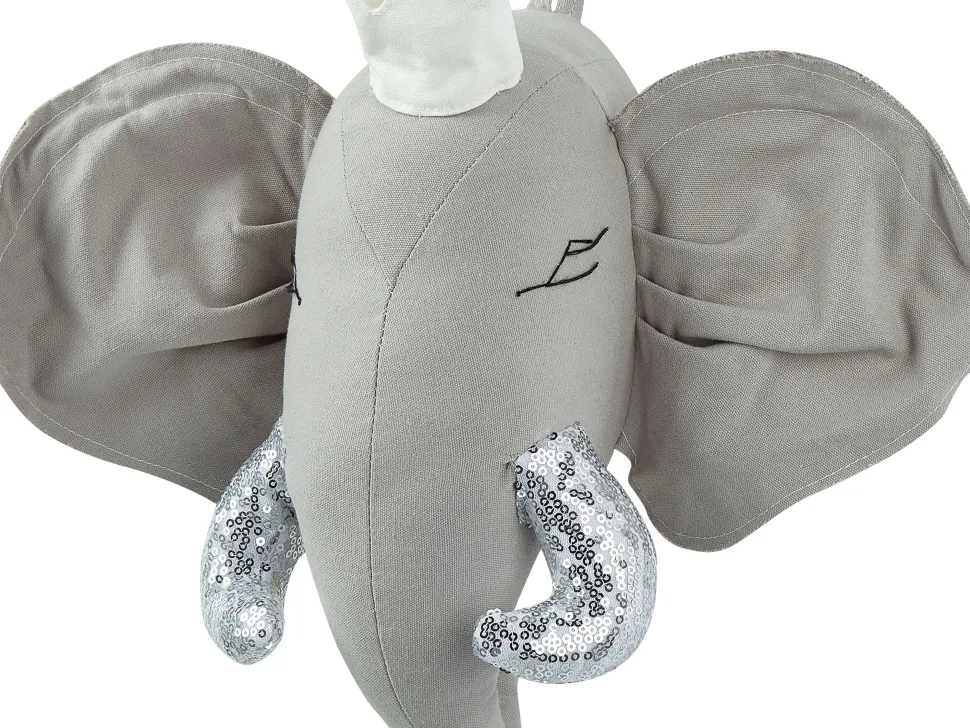 Beliani Seinakoriste Elefantti Puuvilla Harmaa 39 X 33 Cm Tantor Shop