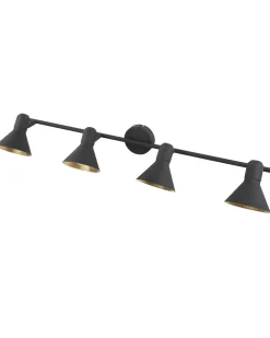 Beliani Seinavalaisin 4 Polttimoa Metalli Musta/Kulta Mersey Hot