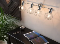 Beliani Seinavalaisin 4 Polttimoa Metalli Hopea Chenab Store