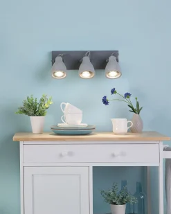 Beliani Seinavalaisin 3 Polttimoa Betoni Vaaleanharmaa Mistago New