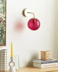 Beliani Seinavalaisin Lasi Viininpunainen Boomi Flash Sale