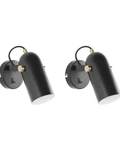 Beliani Seinavalaisin Metalli Musta 2 Kpl Tyria New