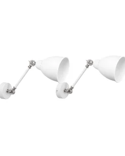 Beliani Seinavalaisin Metalli Valkoinen 2 Kpl Mississippi Cheap