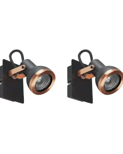 Beliani Seinavalaisin Rauta Musta/Kupari 2 Kpl Baro Sale