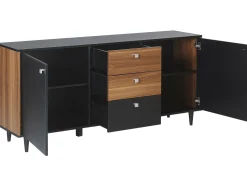 Beliani Senkki 3 Laatikkoa 2 Ovea Musta/Tumma Puu Kuro New