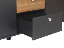 Beliani Senkki 3 Laatikkoa 2 Ovea Musta/Tumma Puu Kuro New