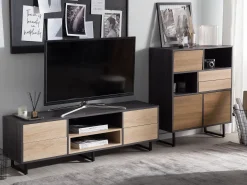 Beliani Senkki 2 Laatikkoa 3 Ovea Tumma Puu Maine Best Sale