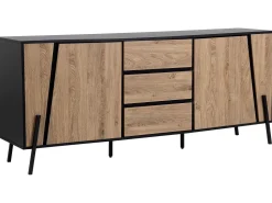 Beliani Senkki 3 Laatikkoa 2 Ovea Vaalea Puu/Musta Blackpool Discount