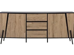 Beliani Senkki 3 Laatikkoa 2 Ovea Vaalea Puu/Musta Blackpool Discount