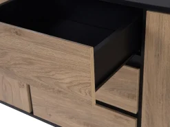 Beliani Senkki 3 Laatikkoa 2 Ovea Vaalea Puu/Musta Blackpool Discount