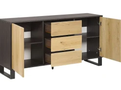 Beliani Senkki 3 Laatikkoa 2 Ovea Vaalea Puu/Musta Elda Cheap