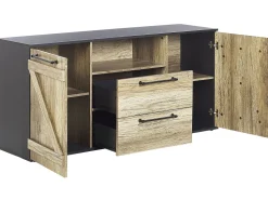 Beliani Senkki 2 Laatikkoa 2 Ovea Vaalea Puu/Musta Salter Cheap