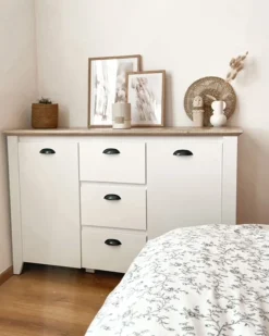 Beliani Senkki 3 Laatikkoa 2 Ovea Valkoinen Stamford New