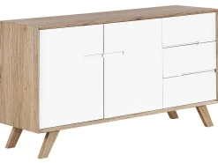 Beliani Senkki 3 Laatikkoa 2 Ovea Vaalea Puu/Valkoinen Forester Store