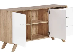 Beliani Senkki 3 Laatikkoa 2 Ovea Vaalea Puu/Valkoinen Forester Store