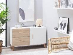 Beliani Senkki 2 Laatikkoa Kaappi Valkoinen/Vaalea Puu Fili Store