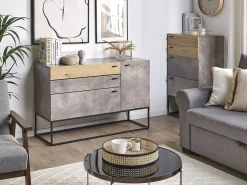 Beliani Senkki 3 Laatikkoa Kaappi Vaaleanharmaa/Vaalea Puu Arietta Discount