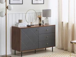 Beliani Senkki 3 Laatikkoa Kaappi Tumma Puu/Harmaa Palmer Discount