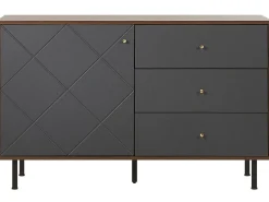 Beliani Senkki 3 Laatikkoa Kaappi Tumma Puu/Harmaa Palmer Discount