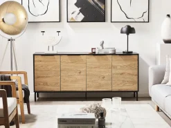 Beliani Senkki 4 Ovea 4 Hyllya Musta/Vaalea Puu Arkley Discount