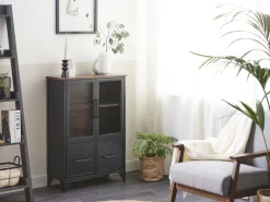 Beliani Senkki 4 Ovea 3 Hyllya Musta/Tumma Puu Vince Cheap