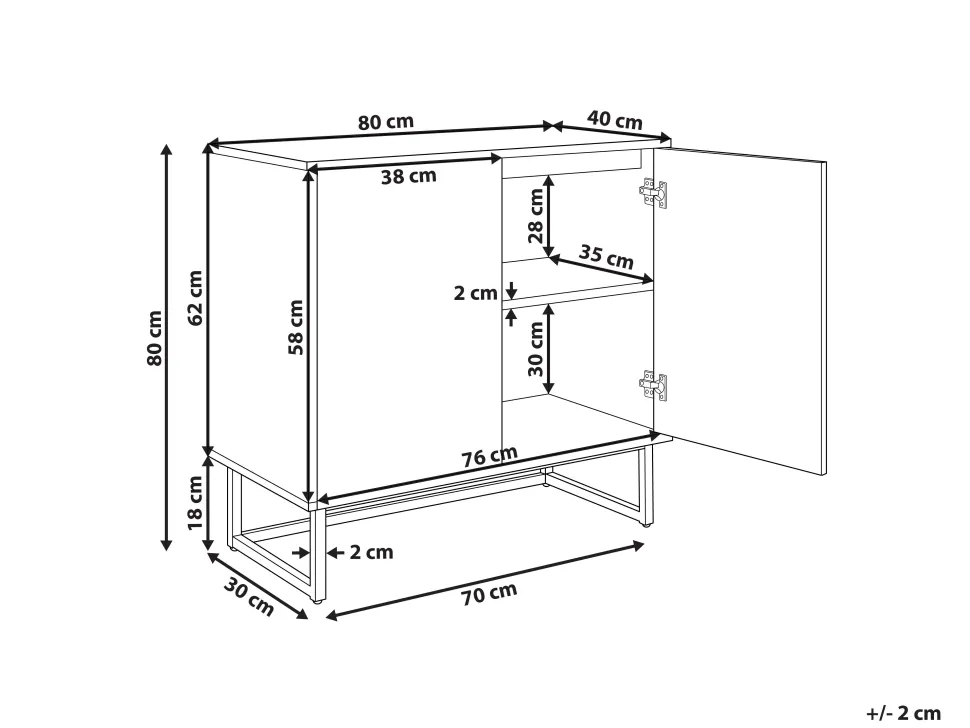 Beliani Senkki 2 Ovea Musta/Vaalea Puu Alaska Outlet