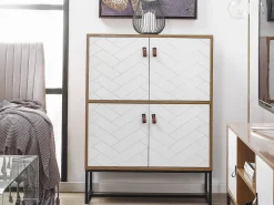 Beliani Senkki 4 Ovea Vaalea Puu/Valkoinen Nueva New