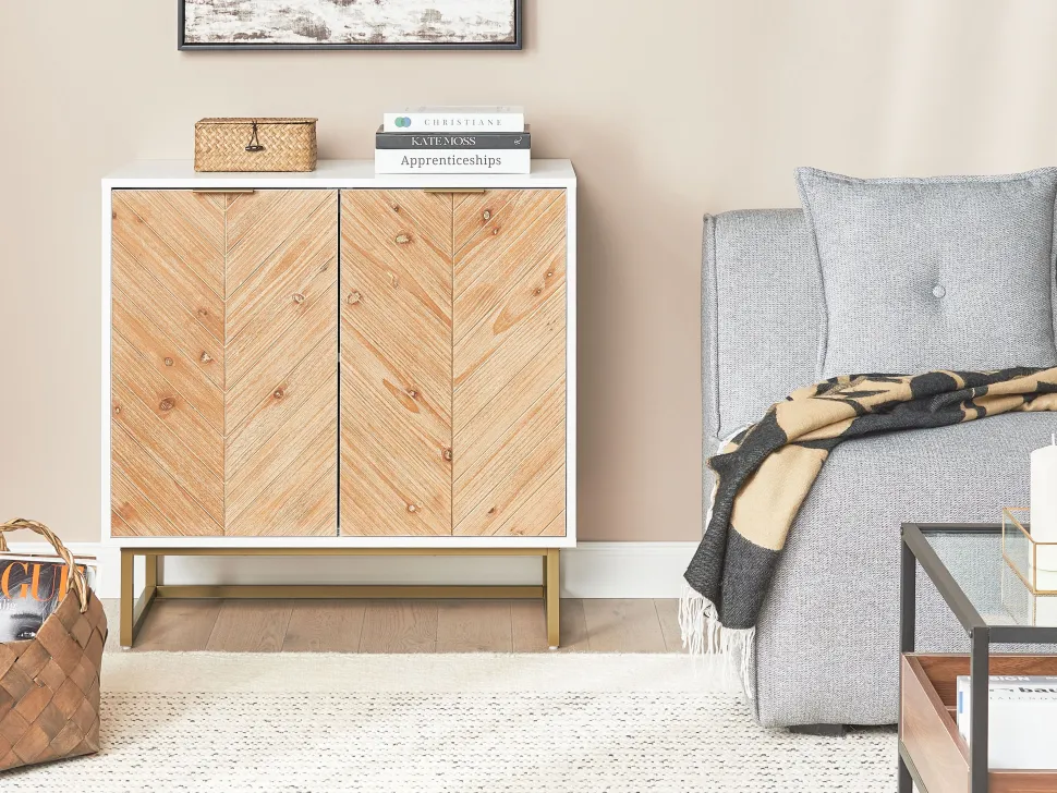 Beliani Senkki 2 Ovea Valkoinen/Vaalea Puu Alaska Sale