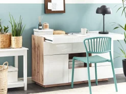 Beliani Senkki/Tyopoyta 2 Laatikkoa 2 Ovea Valkoinen Goran Clearance