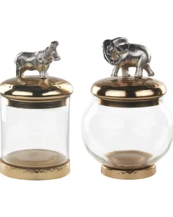 Beliani Säilytyspurkki Alumiini/Lasi Kulta/Hopea 2 Kpl Laki Best Sale