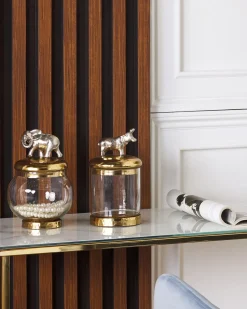 Beliani Säilytyspurkki Alumiini/Lasi Kulta/Hopea 2 Kpl Laki Best Sale