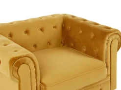 Beliani Sinapinkeltainen Samettiverhoiltu Sohvaryhma Chesterfield Hot