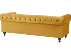 Beliani Sinapinkeltainen Samettiverhoiltu Sohvaryhma Chesterfield Hot